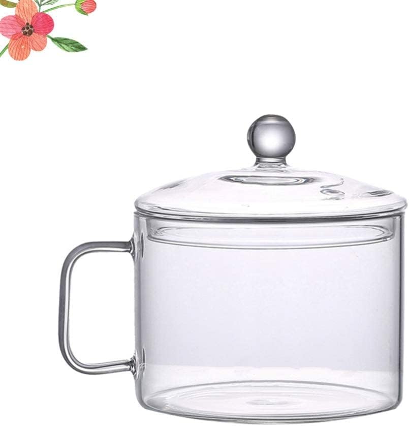 Glass Saucepan with Cover, Glass Cookware for Stove, Instant Noodles Pot, Clear Cooking Pot