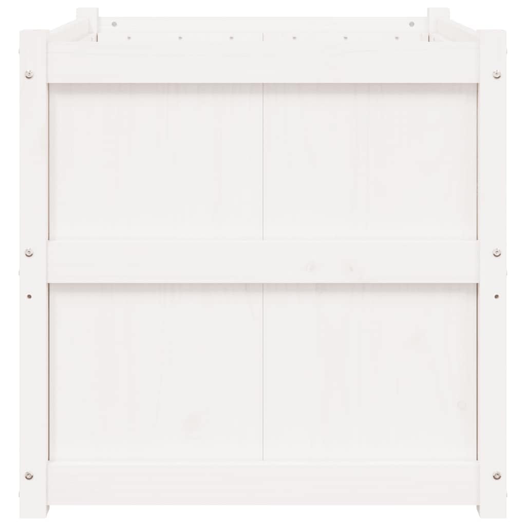 Foknhdi Square 27.6" White Large Planter Box Solid Pine Wood Plant Pot Raised Garden Bed for Outdoor Flowers Herbs Patio Balcony Garden