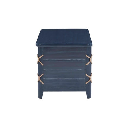 BOWERY HILL Modern Wood Rope Storage Chest, 38" L x 18" D x 18" H, Cedar Lined, Blue Finish, Paneled Design with Rope Trim, Versatile for Blanket Storage, Seating, or Coffee Table Use