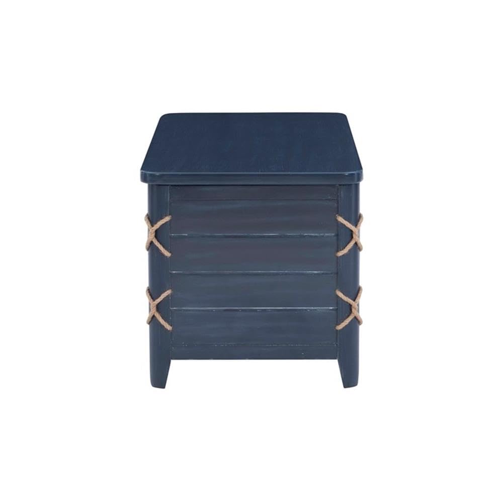 Linon Zana Cedar Lined Storage Chest with Rope Detail in Blue Distressed Wood
