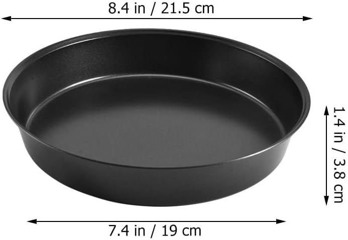 Homoyoyo 8 Inch Non-Stick Round Cake Pan, Black Carbon Steel Pizza Pan for Baking