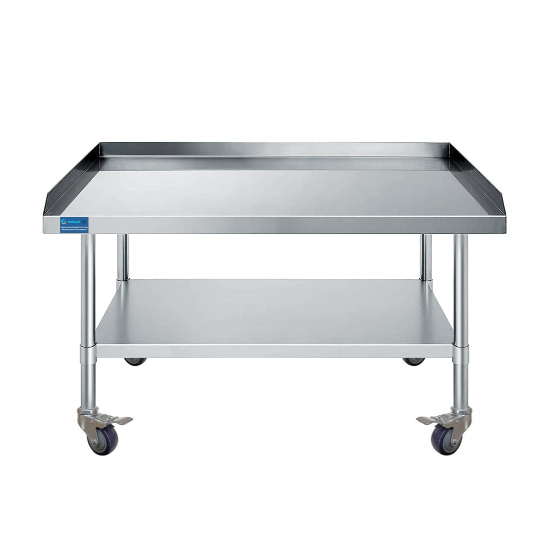 Stainless Steel Rolling Equipment Grill Table Stand | 24" x 36" Work Table with Undershelf & 4 Casters (2 with Brakes) | Heavy-Duty Mobile Prep Table for Commercial Use