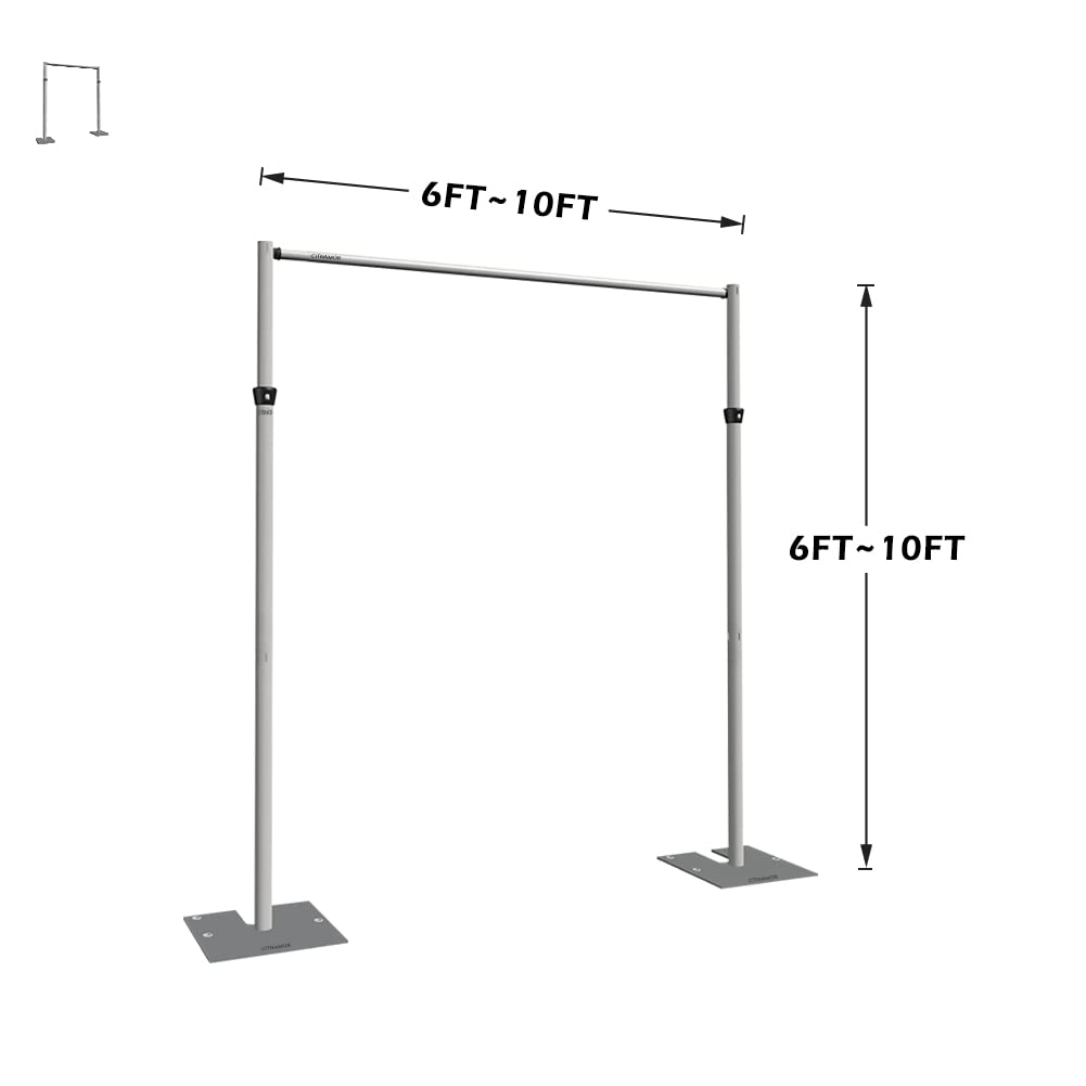 Pipe and Drape Adjustable Uprights, Crossbars,Bases & Hangers - Drape Systems for Backdrops, Trade Shows, Events, Photo Booths and Decorations by CITNAMOR (10' Tall x 10' Wide Kit)