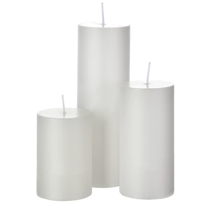 Shihanee Set of 3 Pillar Candles and 3 Glass Cylinder Candle Vases Holders Clear Pillar Jars for Wedding Centerpieces(3'' x 5.9'', 7.9'', 9.8'',White)