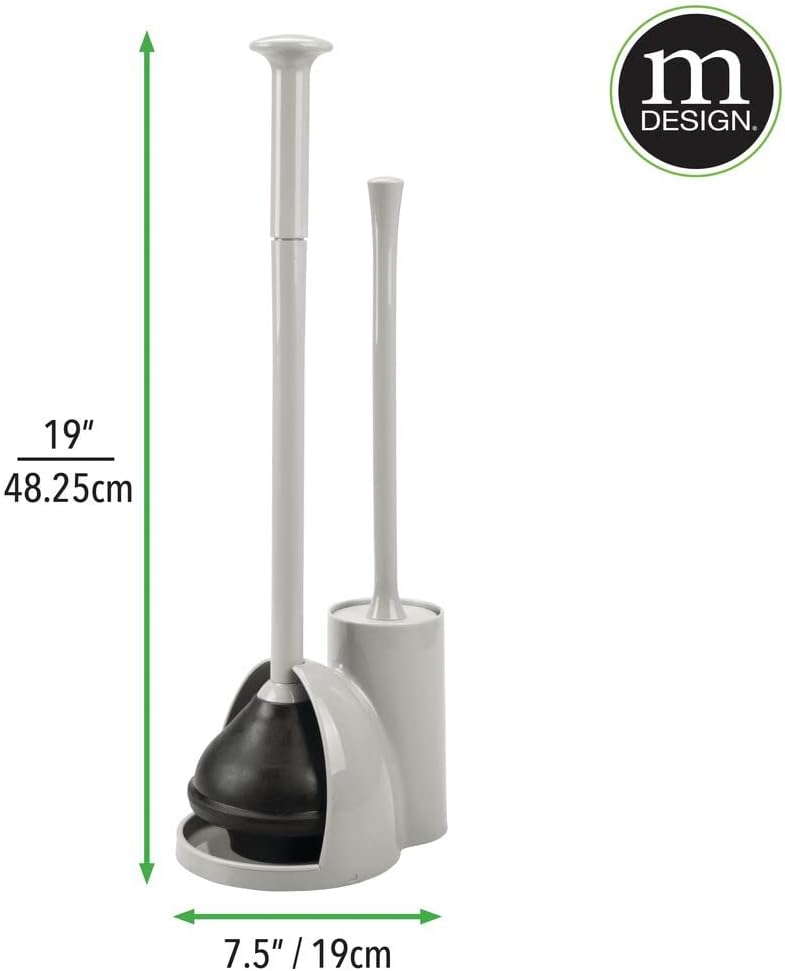 mDesign Hidden Plunger and Brush Set for Toilet Bowl, Modern Toilet Brush and Plunger Combo with Holder Caddy (Aura