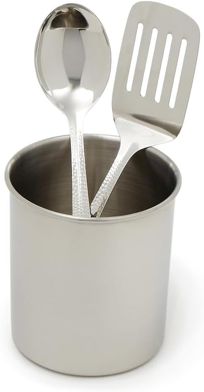 Stainless Steel Utensil Set with Elegant Hammered Finish, Includes Slotted Turner and Serving Spoon