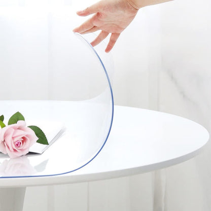 2Pcs 22 Inch PVC Tablecloth Round Clear Plastic Dining Table Protector Cover Waterproof Easy Clean Transparent Desktop