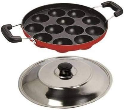 Non Stick Appam Maker, 12 Cavity Appam Patra Pan with Stainless Steel Lid