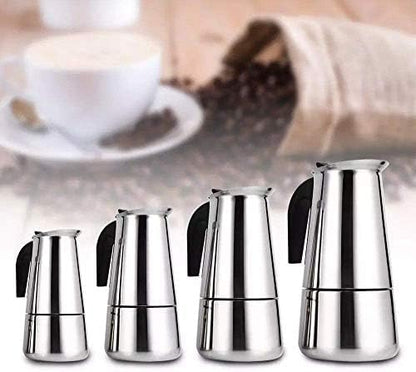 kkhouse Stainless Steel Coffee Pot - Mocha Espresso Latte Percolator Stove Coffee Maker, 100ml Cafetiere Tool