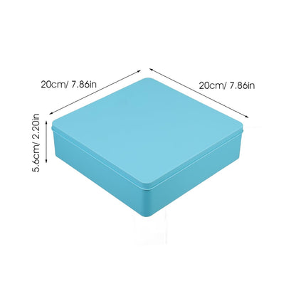 Ipetboom Large Square Tin Storage Box with Lid Extra Large Metal Container for Home Organization for Cookies Snacks and Packaging Sturdy Tinplate Blue