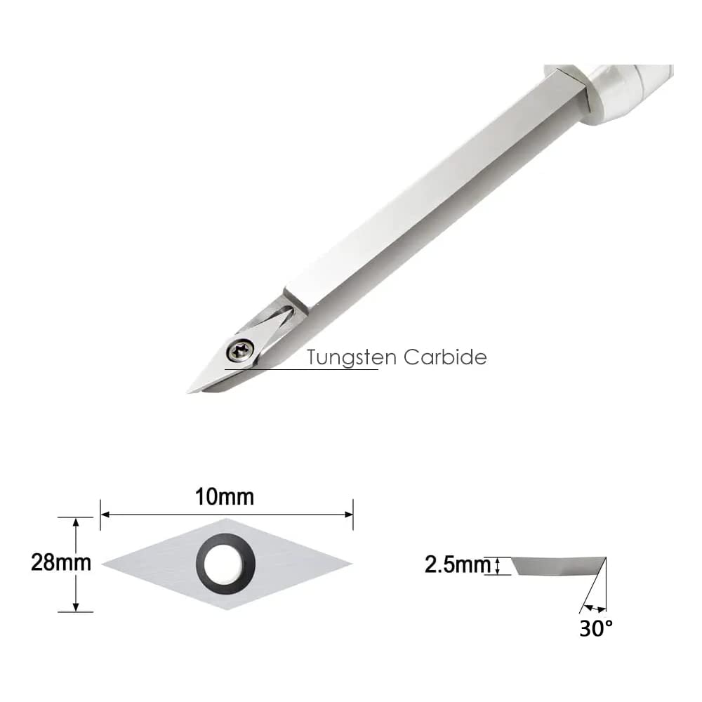 CDBP Diamond Carbide Replacement Insert cutter for woodturning, 10 x 28- Dia4.3mm with Sharp Point Indexable carbide cutter fits For Detailer Wood Turning Tools, 10pcs
