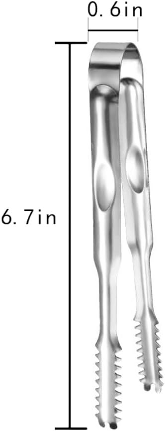 2 Pcs Ice Tongs for Ice Bucket - Premium Stainless Steel with Teeth for Serving Ice, Sugar Cubes, Tea Party (Silver,