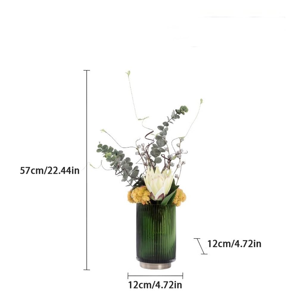 Nordic Light Luxury Simulation Flower Art Set Glass Vase Decoration Living Room Porch Dining Table Coffee Fake Interior Fake Plants(A)