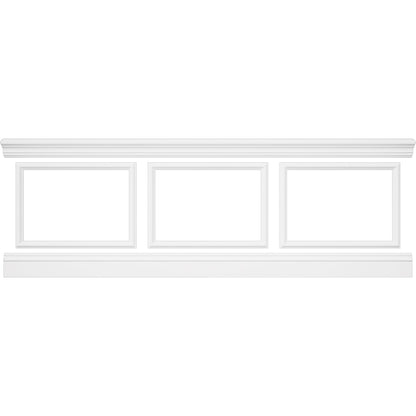 WPKUSQ101P032 94 1/2"L (Adjustable 32"H to 36"H) Ashford Square Panel Traditional Wainscot Paneling Kit