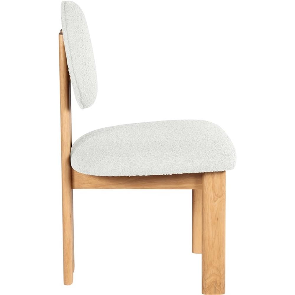 Meridian Furniture 503Cream-C Napa Collection Modern | Contemporary Dining Chair with Rich Cream Boucle Fabric, Natural Finish Solid Wood Frame, 15.25" W x 19.5" D x 35.75" H, Cream, Set of 2