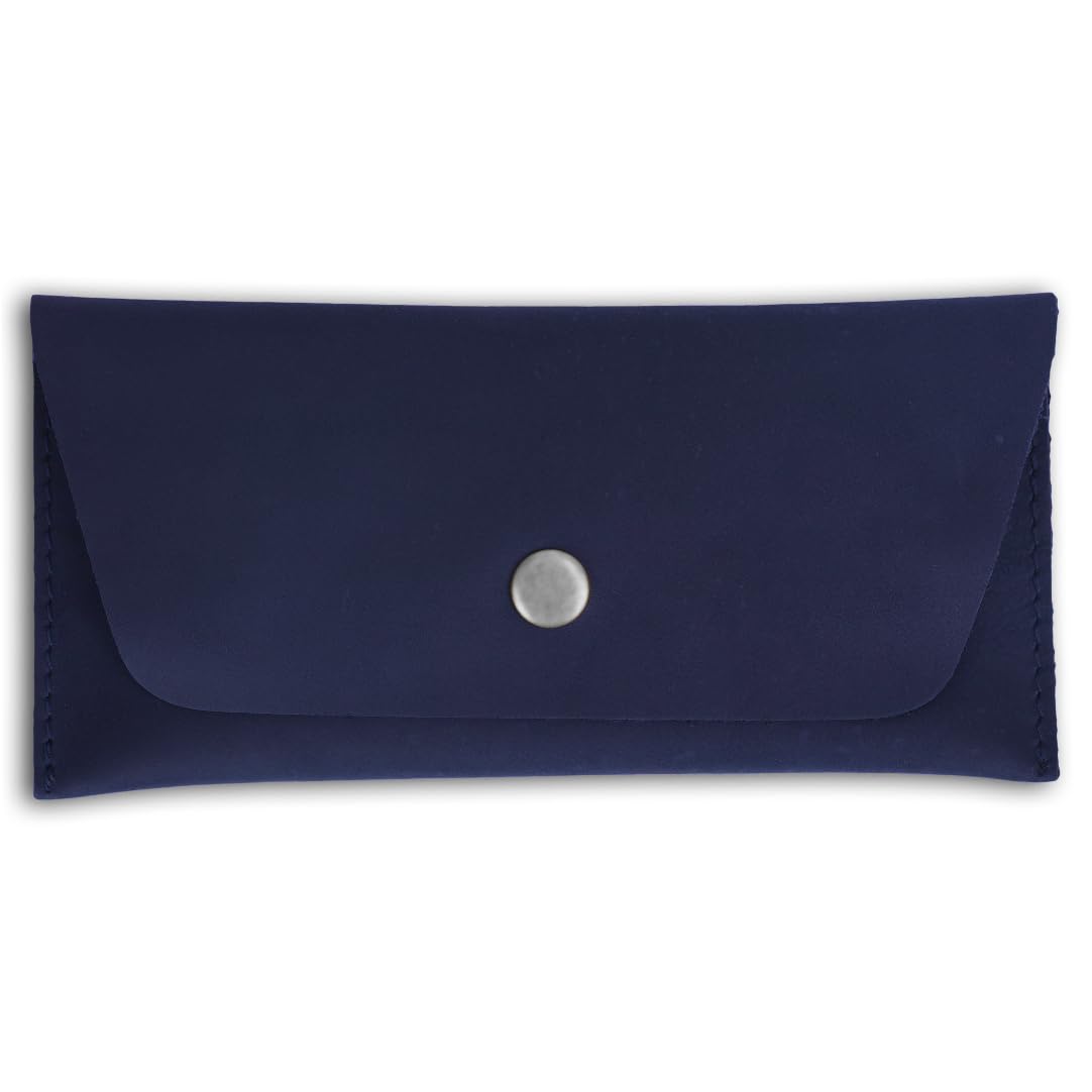 TheAntiq Leather Currency Pouch Money Bag Dollar Bills Organiser Handmade Travel Wallet Utility Money Pouch Cash Envelope- Blue
