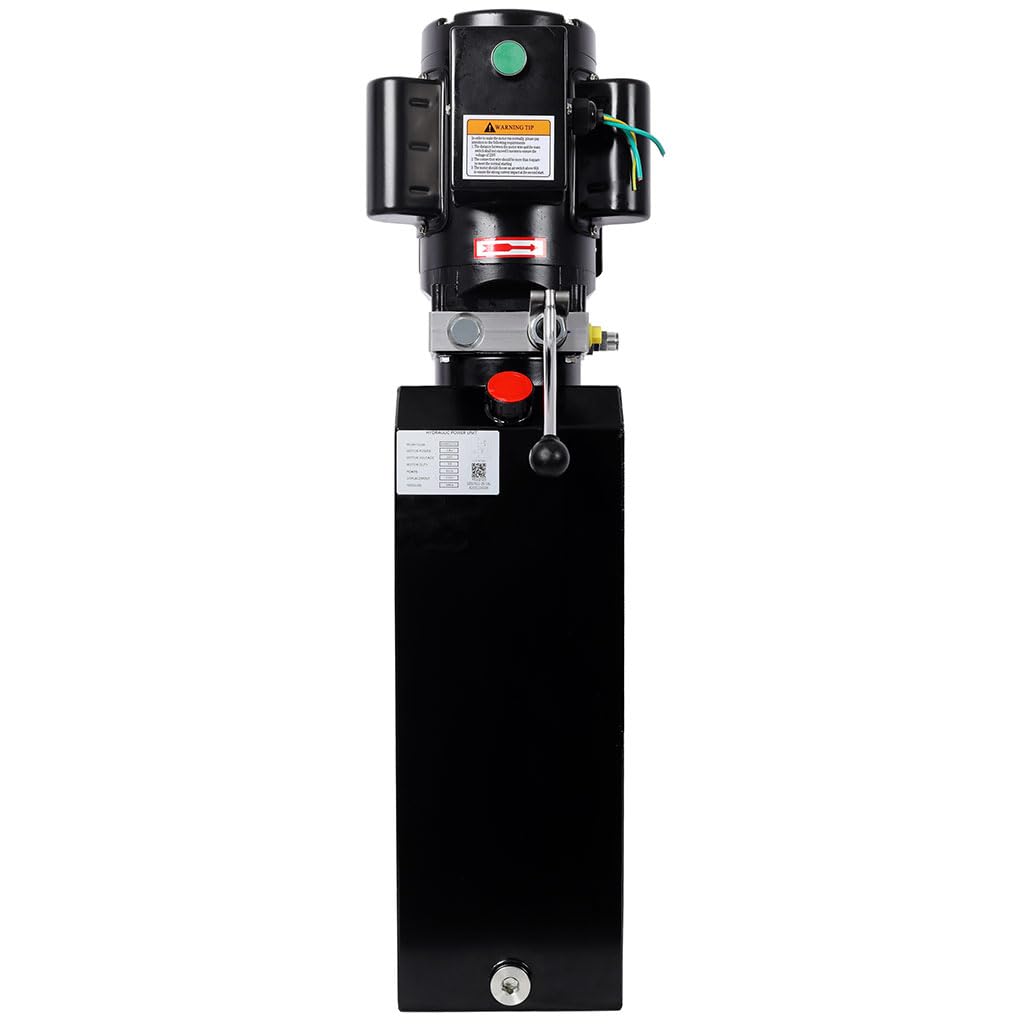 YATON Hydraulic Power Unit Single Acting Pump, Heavy Duty Steel Hydraulic Pump with Safety Relief Valve & SAE#6 Connector, Electric Hydraulic Power Pack for Dump Trailer Lift Gate Car Lift, Black