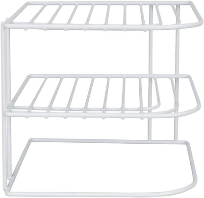 3-Tier Counter Home Basics Kitchen Corner Shelf and Cabinet Organizer Heavy Duty Wire Shelf in White