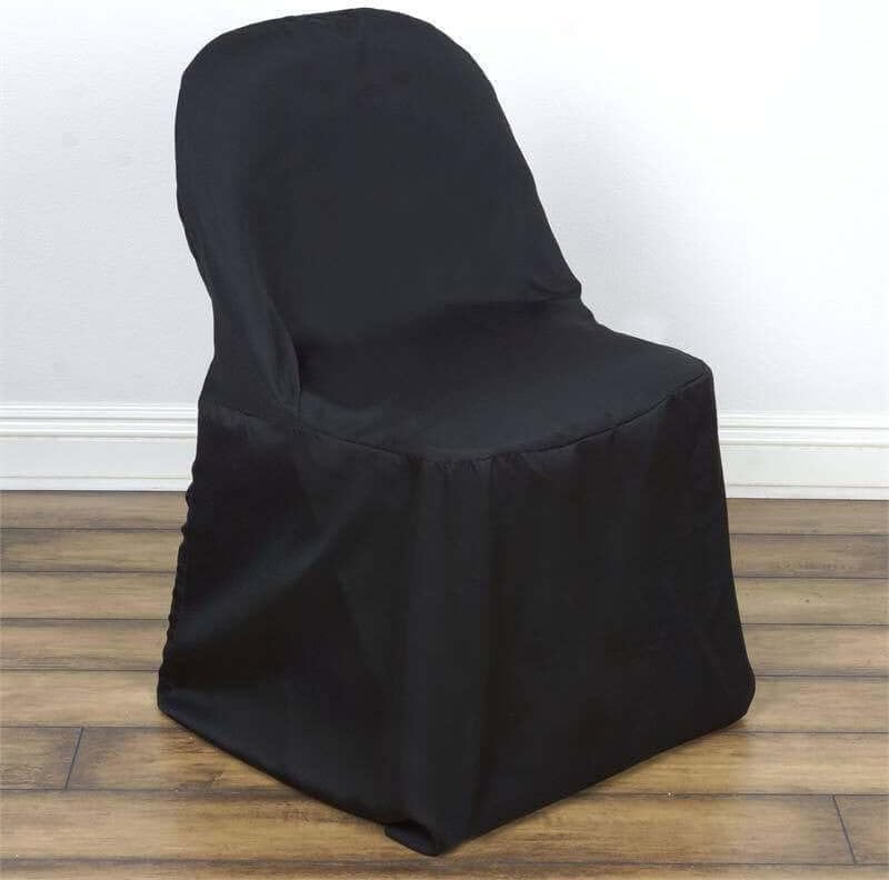 1 Set Efavormart Black Linen Polyester Folding Chair Covers for Dining Chairs Party Wedding Banquet Outdoor Event