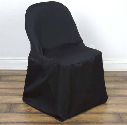 1 Set Efavormart Black Linen Polyester Folding Chair Covers for Dining Chairs Party Wedding Banquet Outdoor Event