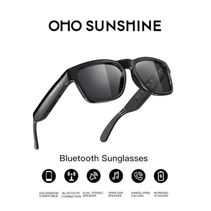 OhO Smart Glasses,Polarized Sunglasses with Bluetooth Speaker,Athletic/Outdoor UV Protection and Voice Control,Unisex(Mirror Blue Lens)