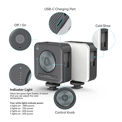 SmallRig P96 LED Video Light, Portable Camera Lights, 96 LED Beads for Photography Video Lighting, Rechargeable 2200mAh CRI 95+ 2700-6500K w 3 Cold Shoe