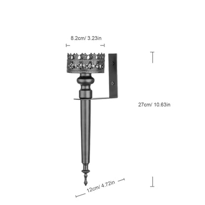 Wall Sconce Candle Holder Set of 2, Scepter Design Metal, Home Decoration for Living Room, Bathroom, Dining Room（Black）