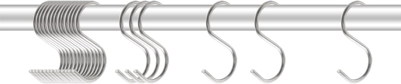 30pcs 2 Inch Silver S Shape Hooks, Heavy-Duty Hanging Hooks for Pot Pan Hanger, Kitchen Tools