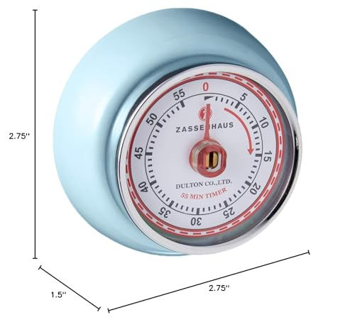 Zassenhaus Magnetic Retro Kitchen Timer, Classic Mechanical Cooking Timer (Black)