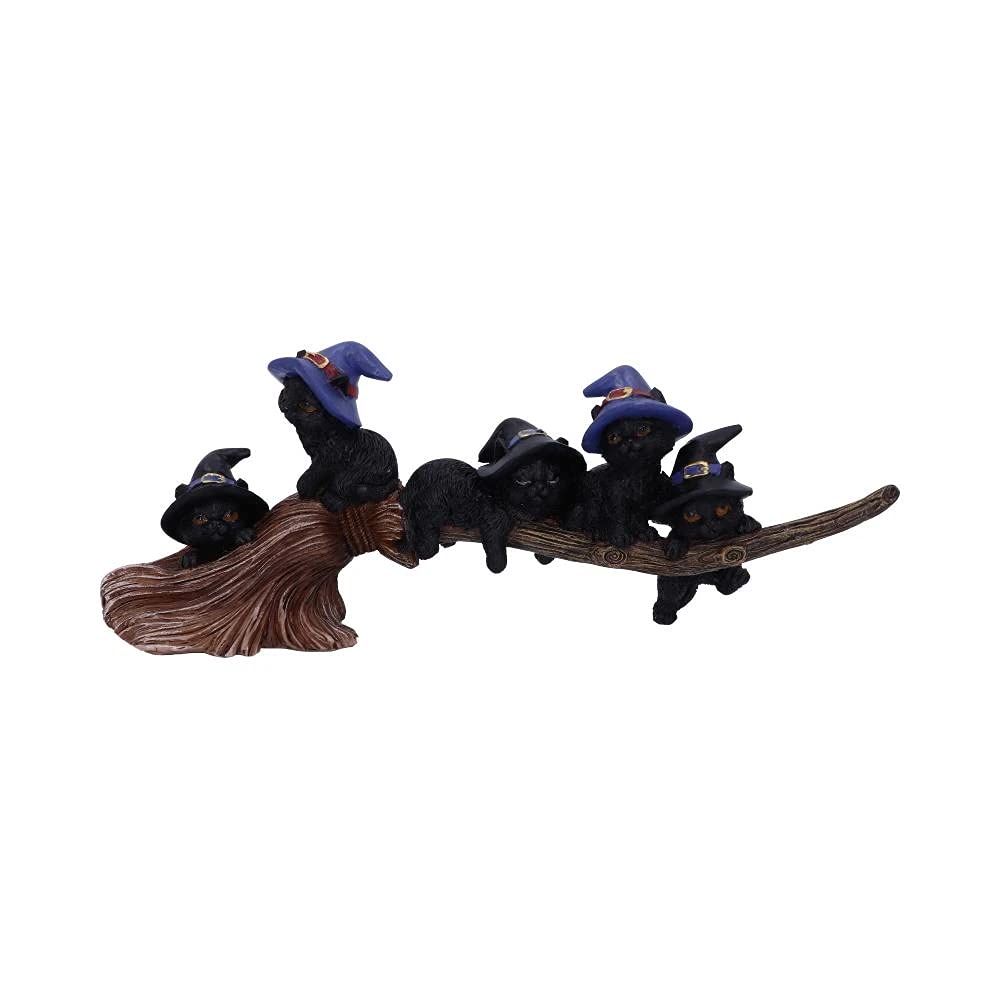 Nemesis Now Purrfect Broomstick Witches Familiar Black Cats and Broomstick Figurine,27.5cm