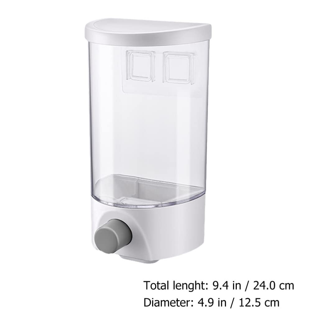 Kichvoe Wall Mounted Storage Jar with Press Button Portion Control Clear Airtight Food Dispenser Organizer for Rice Grains and Coarse Cereals 9.44X4.92X4.52In Space Saving Kitchen Storage