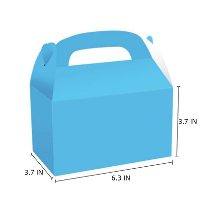 KUPOO Party treat box 24pcs Cardboard Gable Boxes with Handles Party Favor Boxes for Halloween Christmas Thanksgiving Gift Kids Birthday Party Wedding (Blue)