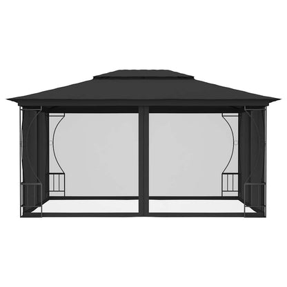 Gazebo with Nets 9.8'x13.1'x8.7' Anthracite, UV Proof Polyester Fabric, Steel Frame Outdoor Canopy Tent for Patio, Backyard, Party Events Outdoor Structures