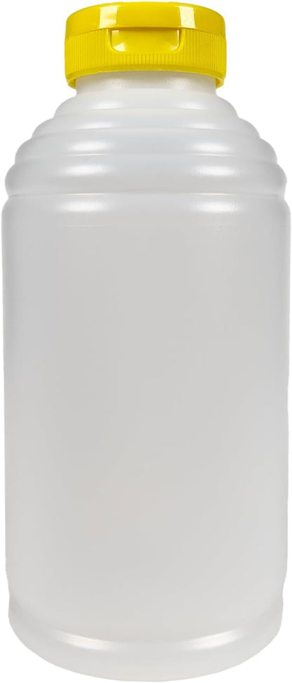 16oz pack 6 Pinnacle Mercantile Refillable HDPE Plastic Honey Bottles - Easy Squeeze, leak-proof, BPA-Free, and Made