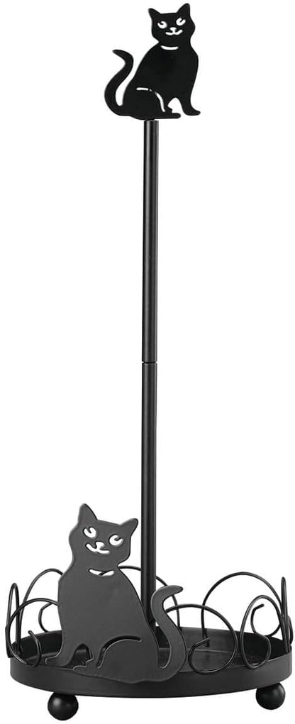 14" 5 3/4" Cat Design Metal Paper Towel Holder, Metal Base for Added Support, Kitchen Storage and Organization Measures