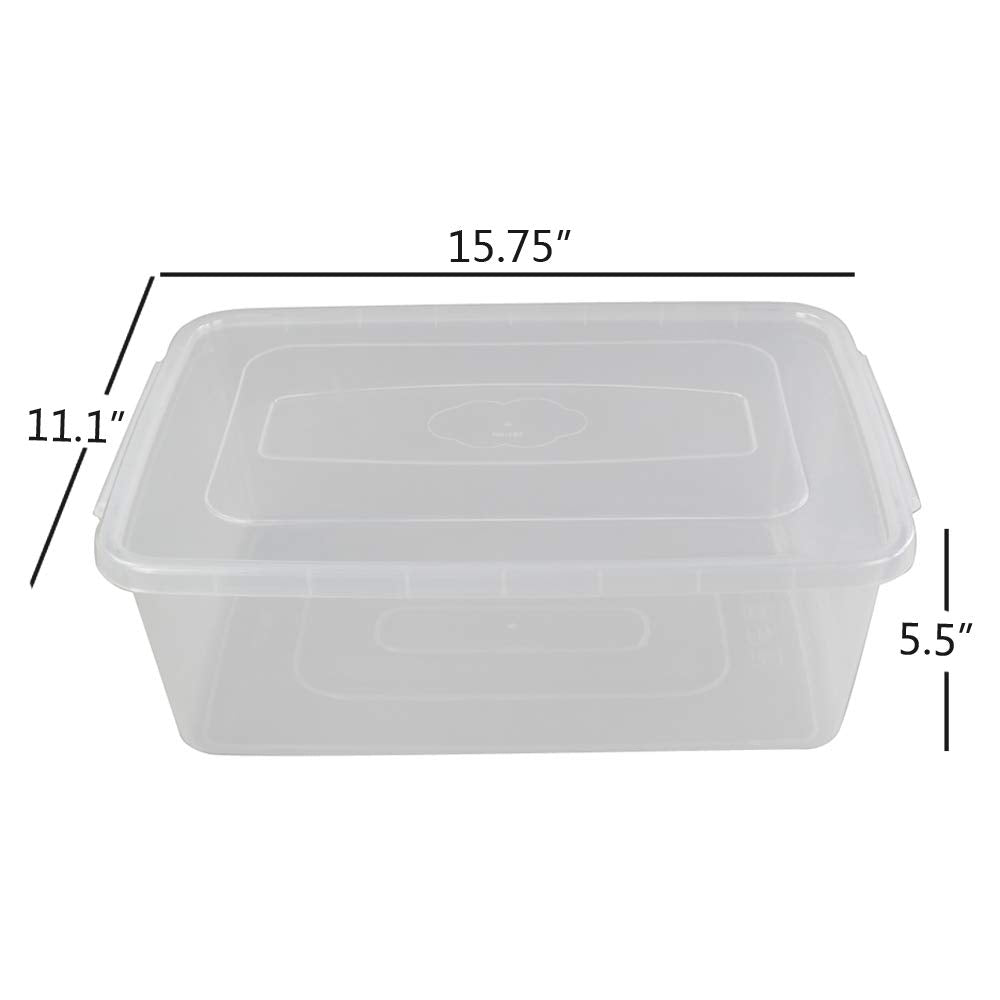 Pekky 15 Quart Clear Plastic Storage Box, Organizer Bin (2 Packs)