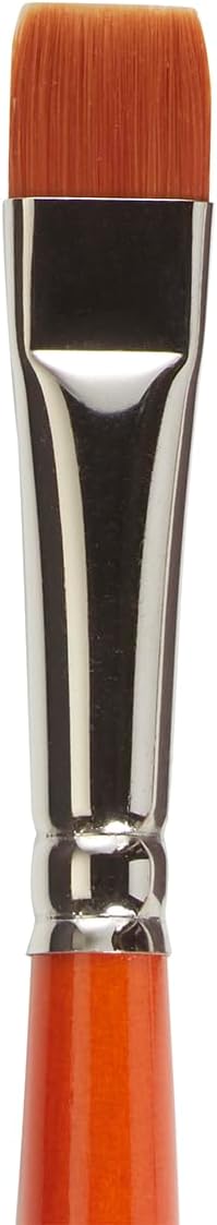 KINGART 6450-10 TAKLON Chisel Blender Paint Brush, 10, Black, Silver, Orange
