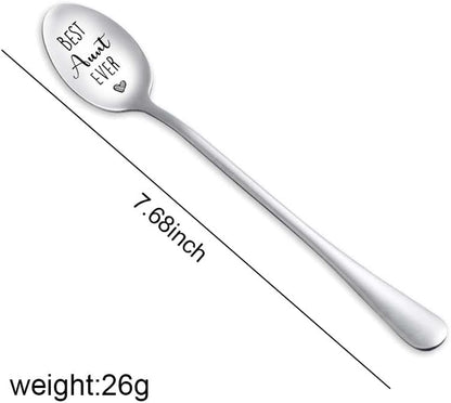 Birthday Gifts for Best Aunt Ever - Engraved Spoon for Hot Tea, Coffee, Cocoa, Great Aunt Appreciation Gift