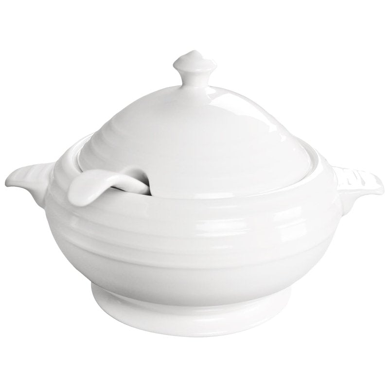 Creativity Home Casserole Dish with Serving Handles, 2.7 Qt soup Tureen With Lid and a 9.4-inch Spoon, for Dinner and Party Microwave Safe 11.6 Inch