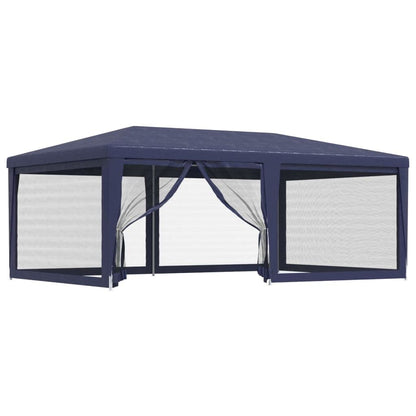 Party Tent, Blue 19.7'x13.1' HDPE, Waterproof UV Proof Outdoor Gazebo with 6 Mesh Sidewalls, Iron Frame for Events, Weddings, and Parties Lawn Structures