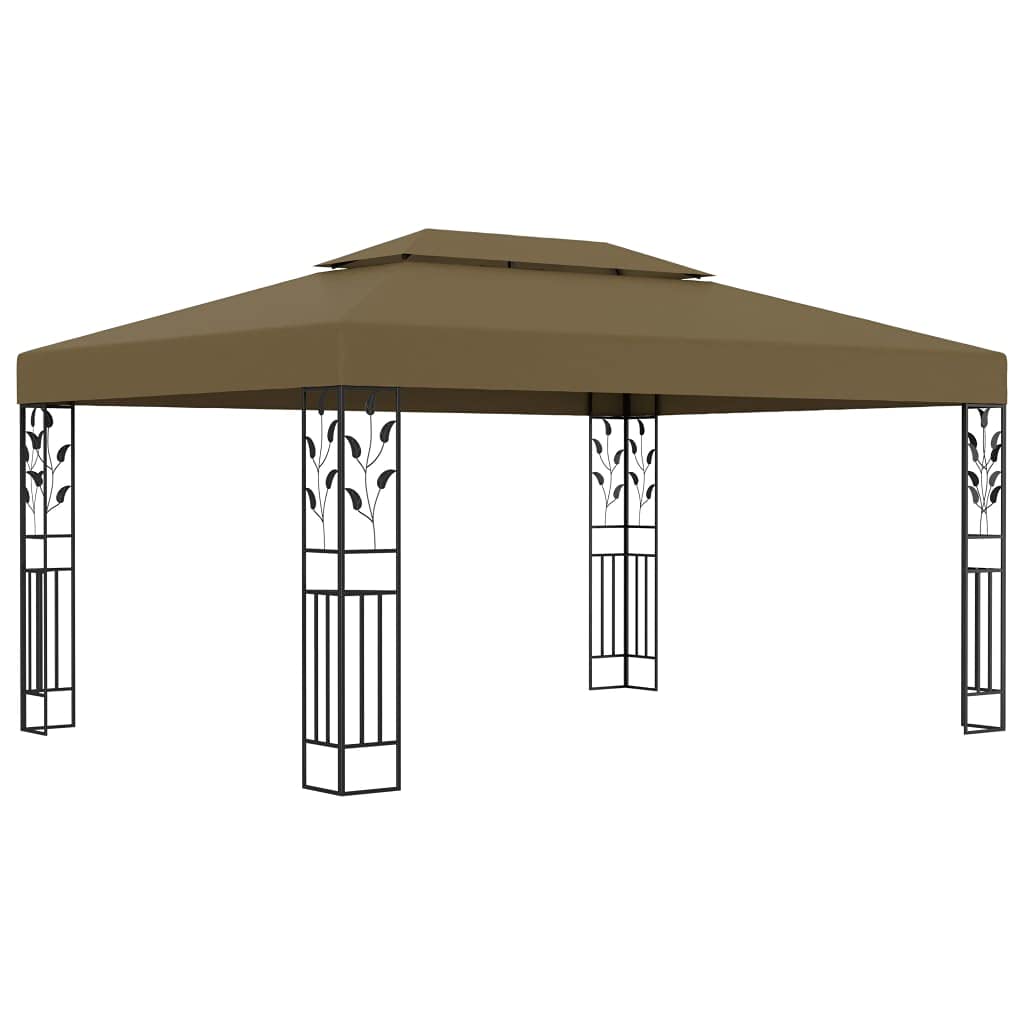 Taupe Outdoor Gazebo 100% Polyester with PA Coating, Powder-Coated Steel Frame, 9.8 x 13.1 ft Rectangular Canopy Tent for Patio, Garden, Backyard Events Outdoor Structures