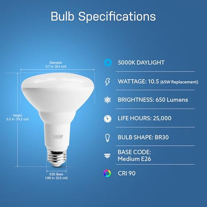 Feit Electric BR30 Smart Flood Light Bulb,2.4GHz WiFi Color Changing and Dimmable, No Hub, Works with Alexa or Google Assistant, BR30/RGBW/CA/AG, 65W, Multi-Color (RGBW), 1 Count (Pack of 1)