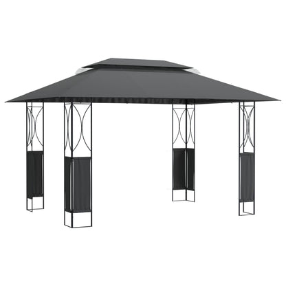 Dark Gray Steel Rectangular Gazebo, 157.5x118.1 Inch Water-Resistant Outdoor Canopy for Patio, Garden, Large Capacity for 10 People Outdoor Structures