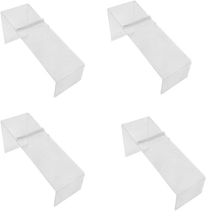 Clear Acrylic Lucite Single Shoe Display Stand Set of 4 Pc with Heels Slant Riser Holder 8'' x 3'' x 4''