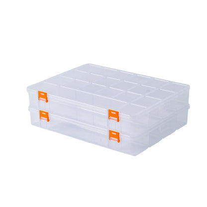 BangQiao 2 Pack Fixed 21 Grids Large Clear Plastic Storage Box, Transparent Organizer Container Case for Small Parts, Bead, Button, Jewelry, Diamond, Craft Supplies,Sewing Kit, DIY Accessories