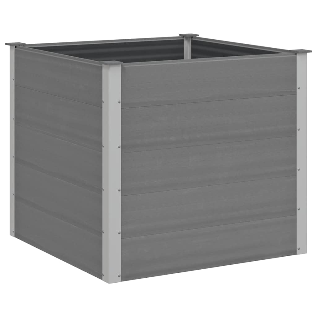 Tmriohed Grey WPC Garden Raised Bed 39.4 x 39.4 x 35.8 in Square Outdoor Planter Box, Wood-Plastic Composite & Aluminum Frame, Large Planter for Patio Balcony Deck Yard
