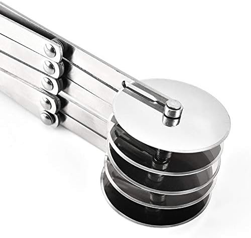 Stainless Steel 5 Wheel Pastry Cutter - Adjustable Baking Cutter Roller, Cookie Dough Divider, Pizza Slicer, 9.0x2.0