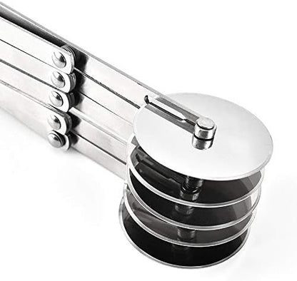 Stainless Steel 5 Wheel Pastry Cutter - Adjustable Baking Cutter Roller, Cookie Dough Divider, Pizza Slicer, 9.0x2.0