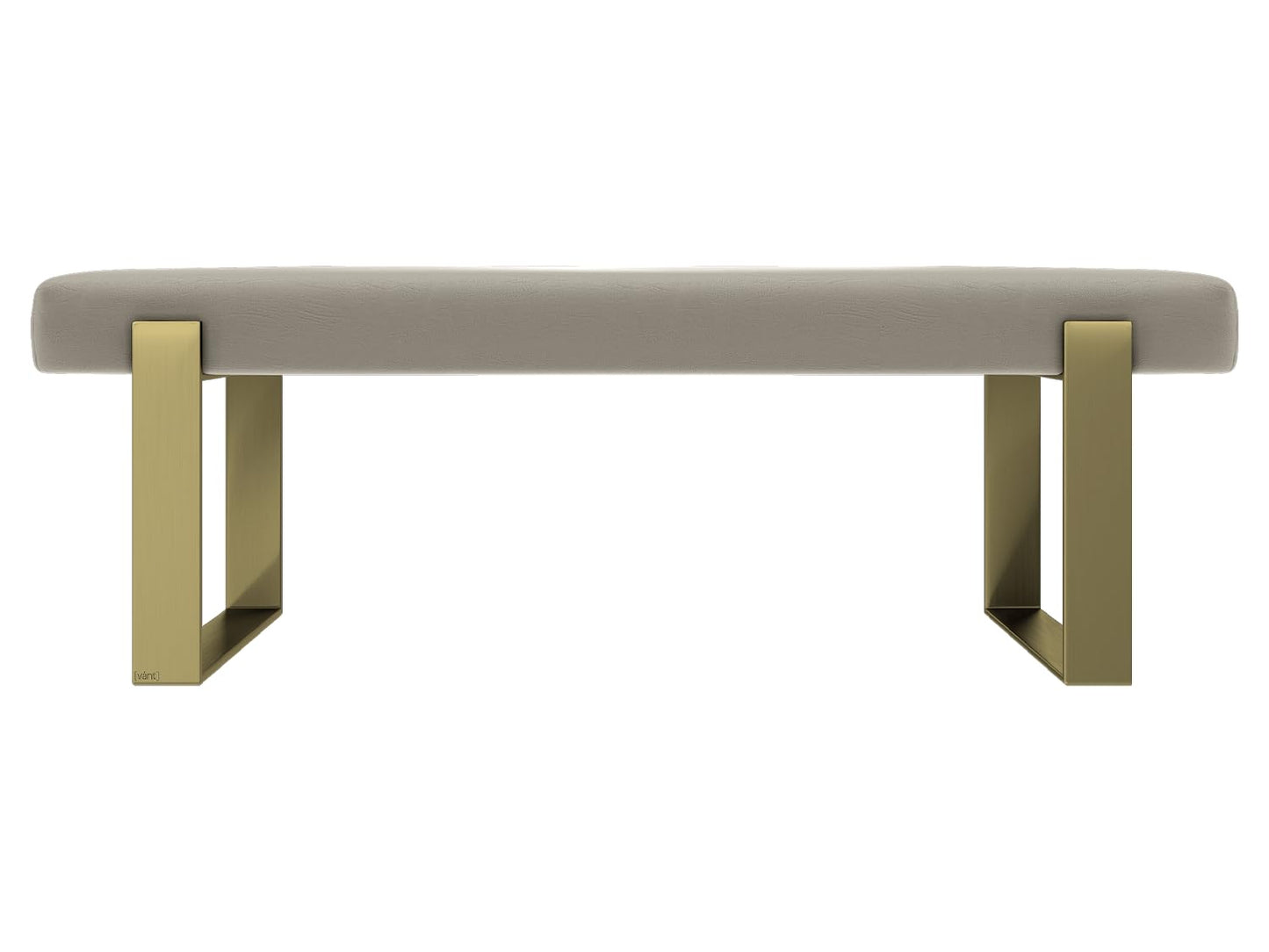 VANT Upholstered Bed Bench - Vintage Leather Dusty Taupe - Burnished Brass - Contemporary Modern, Bedroom Bench Seat, Hallway, or Entryway