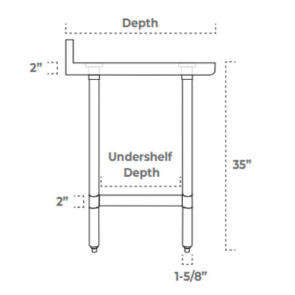 EMPURA 96" x 30" Stainless Steel Work Table | Commercial Utility Prep Workstation for Restaurant Laundry Garage | 800 lb Capacity, S/S Undershelf Legs, 4" Backsplash, 96"W x 30"D x 35"H, 16 Gauge, NSF